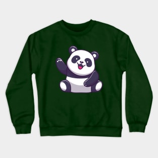 Cute Panda Waving Hand Cartoon Crewneck Sweatshirt